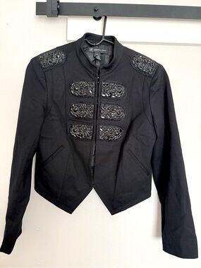 INC International Concepts Black Beaded Military-Style Blazer